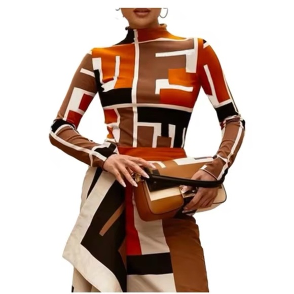 Bonboho Women's Clothes 2024 Fall New Printed Skinny T-shirt - Picture 4 of 5